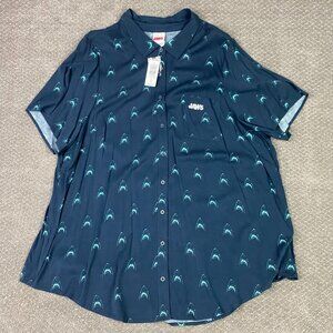 Jaws Hawaiian Shirt Men's 5XL Blue Button Up Torrid Universal Rayon Spielberg